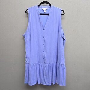 Nine West Dress Womens 1X Purple Sleeveless Nikita PRP Button Pockets Lined